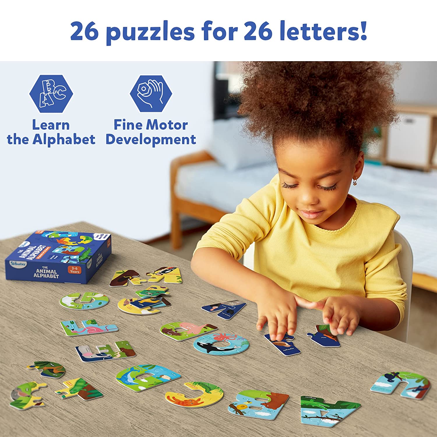 Skillmatics The Animal Alphabet 52 Piece Jigsaw Puzzle for Learning ABCs and Letters for Kids Ages 3-6 Years