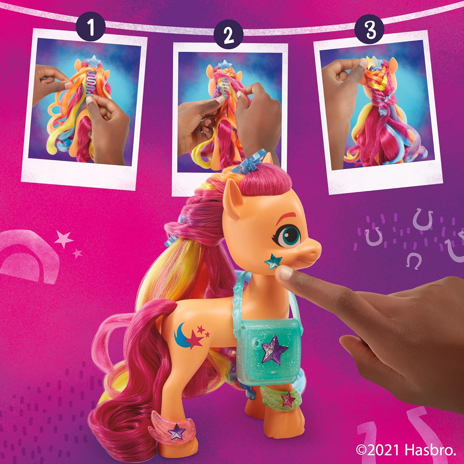 My Little Pony A New Generation Rainbow Reveal Sunny Starscout - 6-Inch Orange Pony Toy with Surprise Rainbow Braid and 17 Accessories