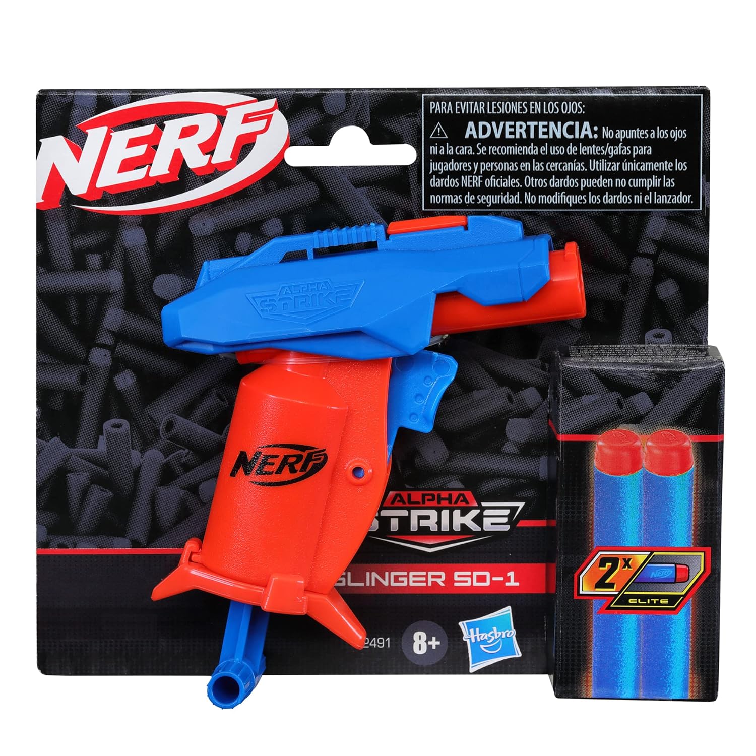 Nerf Alpha Strike Slinger Sd-1 Single-Fire Dart Blaster - Includes 2 Official Nerf Elite Foam Darts, Easy Load Prime Fire,Multicolor