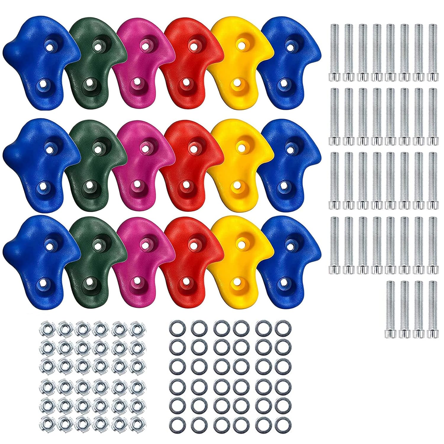 REZNOR Stone Textured Climbing Holds Rock Climbing DIY Kids Indoor and Outdoor Play Set, Pack of 18