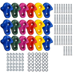 REZNOR Stone Textured Climbing Holds Rock Climbing DIY Kids Indoor and Outdoor Play Set, Pack of 18