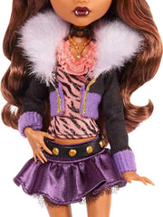 Monster High 10.5 inch Clawdeen Wolf Reproduction Doll Wearing Original Fashion & Shoes, with Pet, Doll Stand & Accessories Gift for Ages 6+
