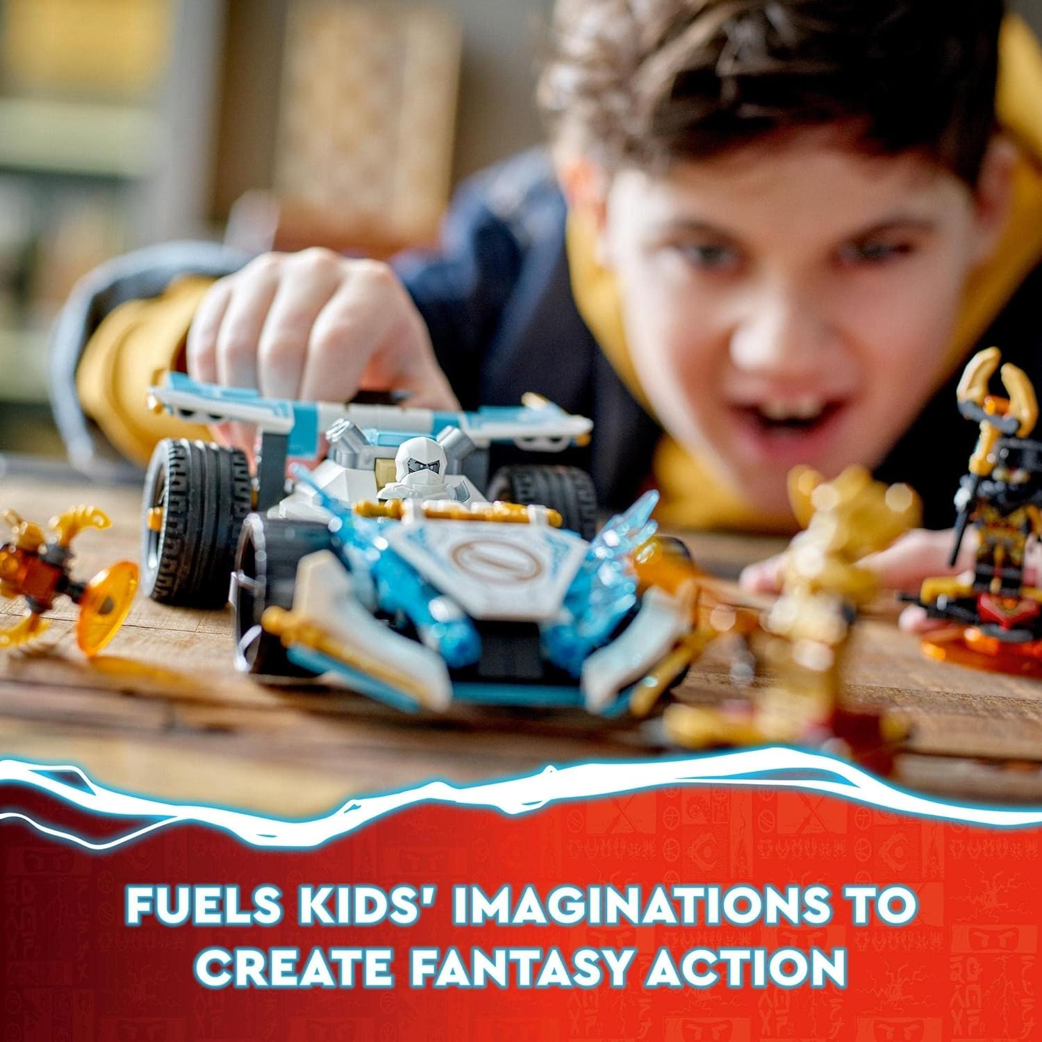 LEGO NINJAGO Zane’s Dragon Power Spinjitzu Race Car Building Kit for for Ages 7+