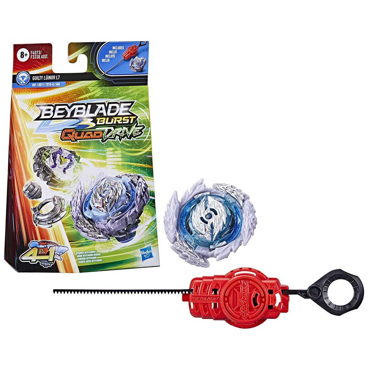 Beyblade Burst QuadDrive Guilty Lúinor L7 Spinning Top Starter Pack With Launcher For Kids Ages 8 And Up