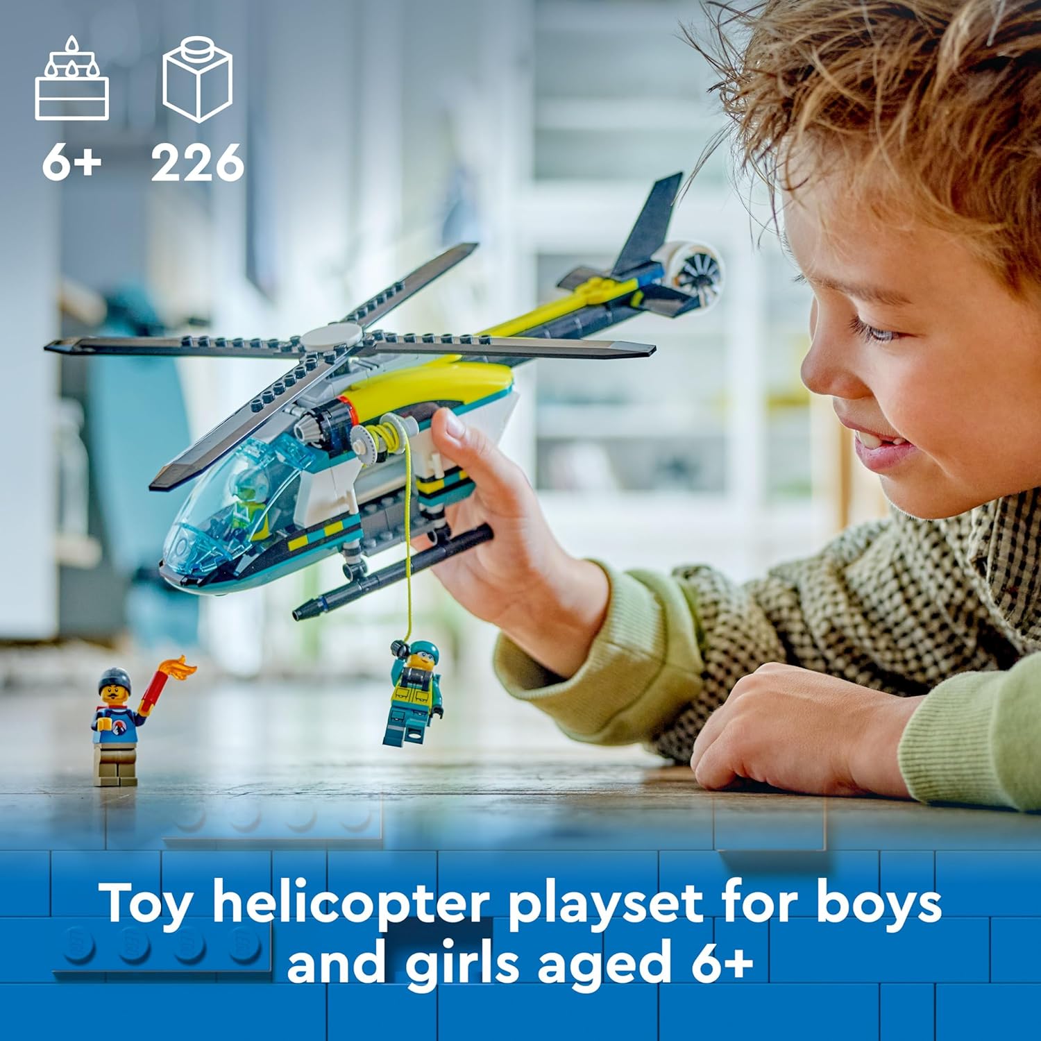 LEGO City Emergency Rescue Helicopter Set Building Kit for Ages 6+