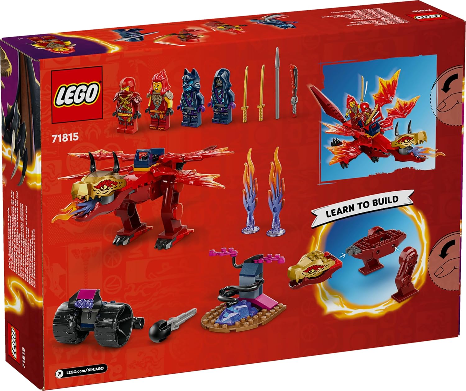 LEGO NINJAGO Kais Source Dragon Battle Toy Adventure Building Kit For Ages 4+