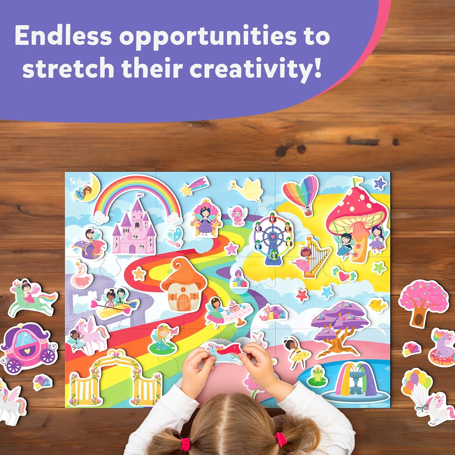 Skillmatics Creative Toy Magnetopia - Princess & Unicorn Land Interactive With 40+ Magnetic Pieces Learning Flash Card Game for Kids Ages 3 To 7 Years
