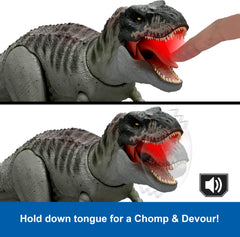 Jurassic World Rebirth Power Devour Tyrannosaurus Rex Dinosaur Figure with Tongue Activated Constant Chomp, Lights & Sounds, Digital Play