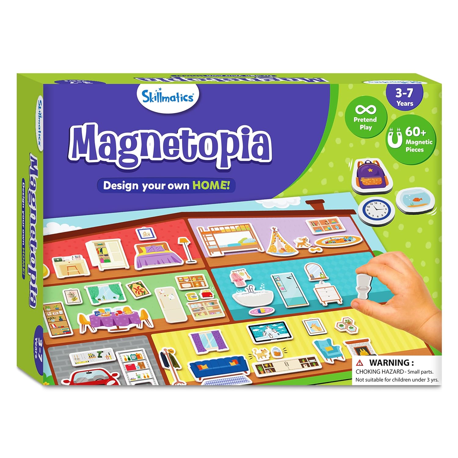 Skillmatics Creative Toy Magnetopia - Design Your Home Interactive Pretend Play Set With 60+ Magnetic Pieces for Kids Ages 3 To 7 Years