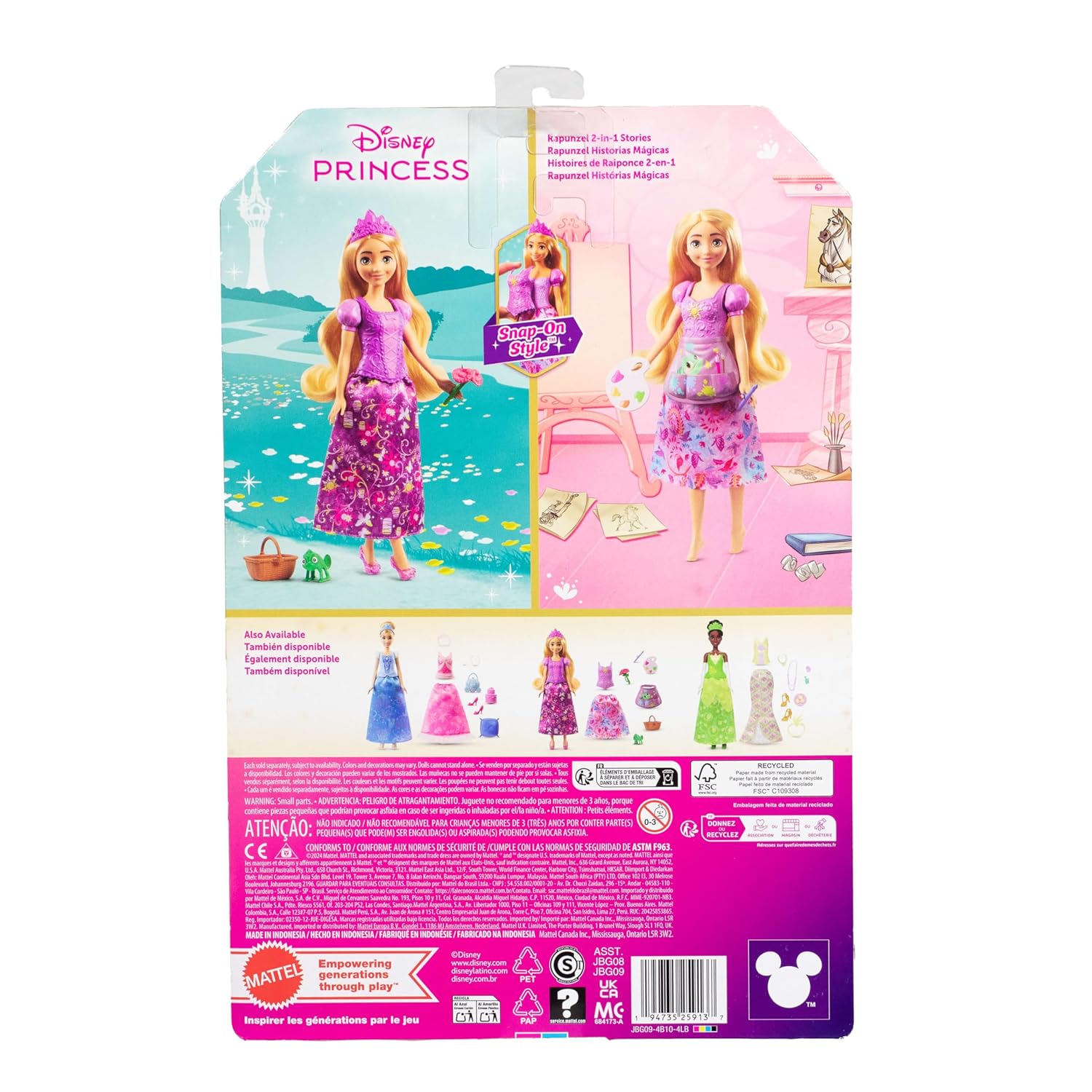 Disney Princess 2-In-1 Stories Rapunzel Fashion Doll With 2 Snap-On Bodices, 2 Skirts & 9 Accessories For Kids Ages 3+