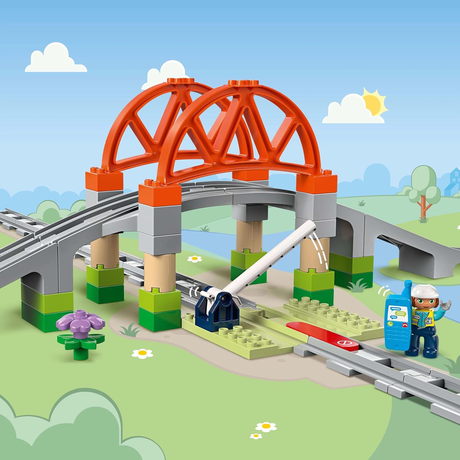 LEGO Duplo Town Train Bridge and Tracks Expansion Set Building Kit For Ages 2+