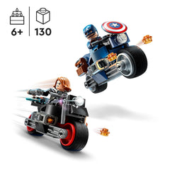 LEGO Marvel Black Widow & Captain America Motorcycles Building Kit for Ages 6+