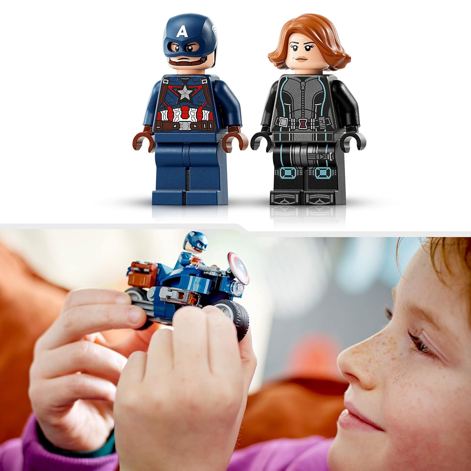 LEGO Marvel Black Widow & Captain America Motorcycles Building Kit for Ages 6+