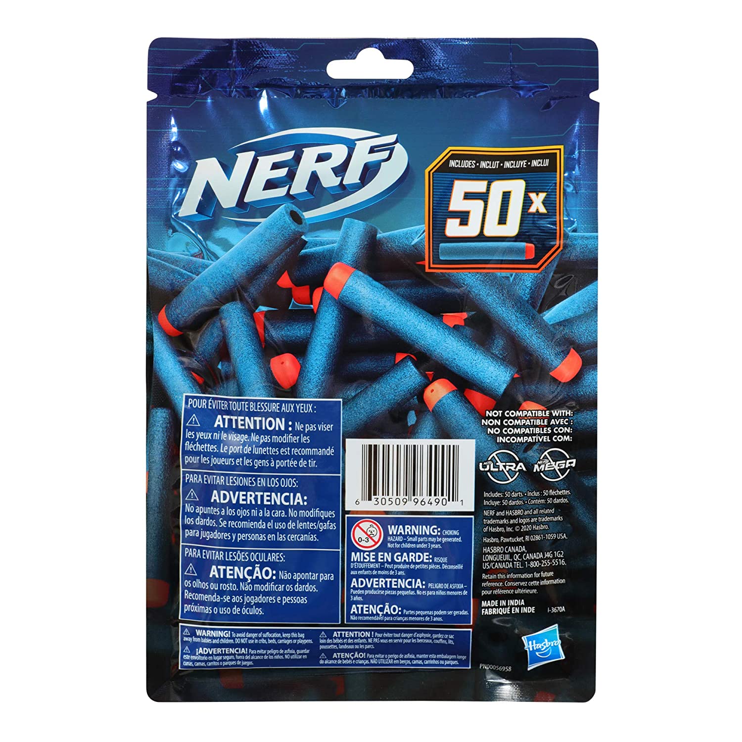 Nerf Elite 2.0 50-Dart Refill Pack, 50 Official Nerf Elite 2.0 Foam Darts,Compatible with All Nerf Blasters That Use Elite Darts