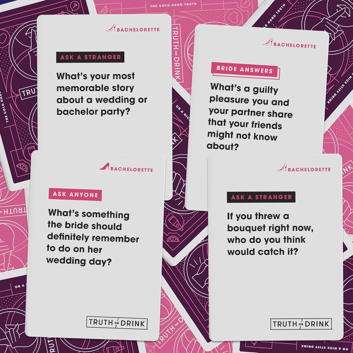 Hasbro Gaming Truth or Drink Bachelorette Party Edition | Adult Party Game |108 Revealing and Hilarious Questions for Girls Nights Out or in For Ages 21+