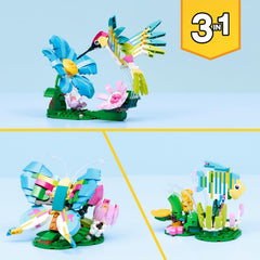 LEGO CREATOR 3IN1 Wild Animals: Colorful Hummingbird - Rebuilds into a Butterfly or Fish Building Kit For Ages 8 Years & Up