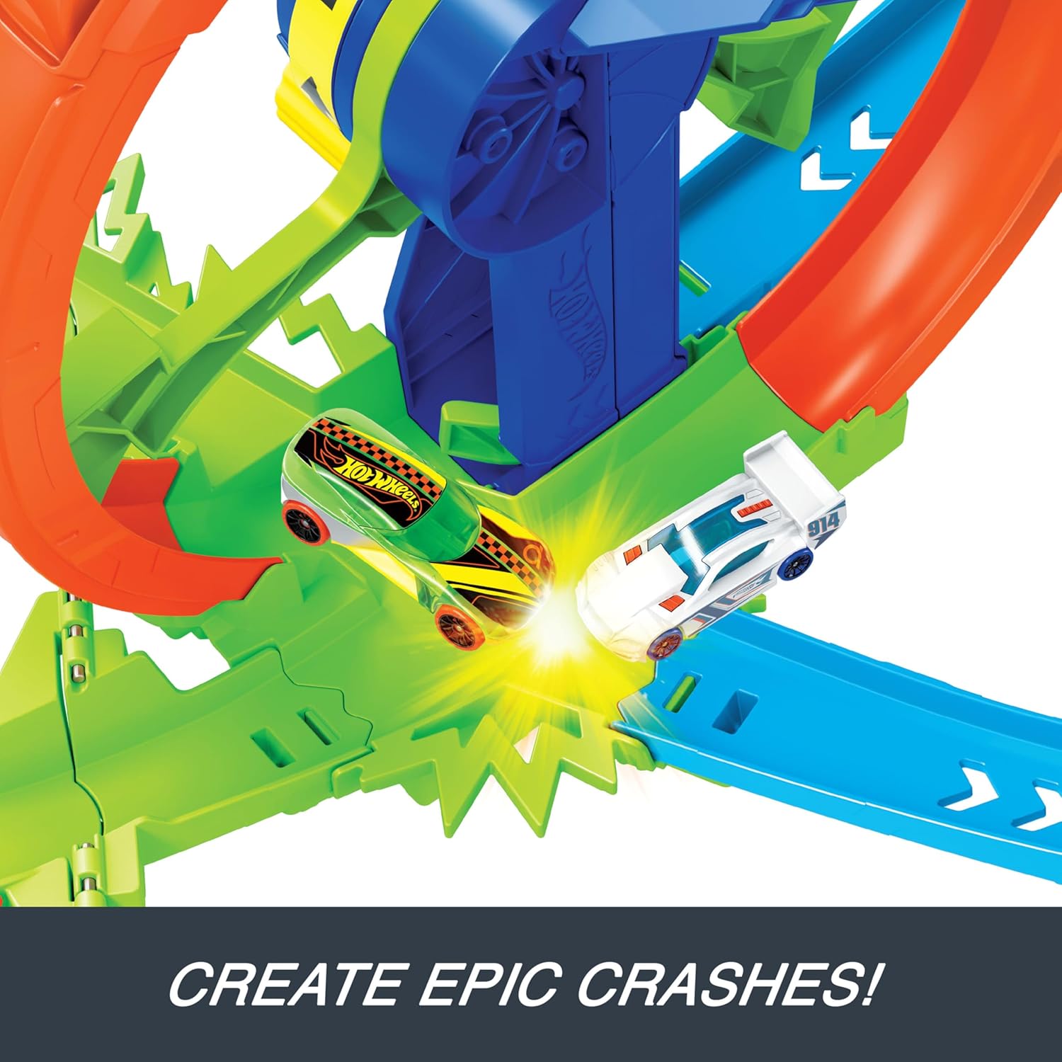 Hot Wheels Rapid Launch & Loop Playset With 1:64 Scale Die-Cast Toy Car, Crash & Track Set for Kids Ages 3 Years & Up