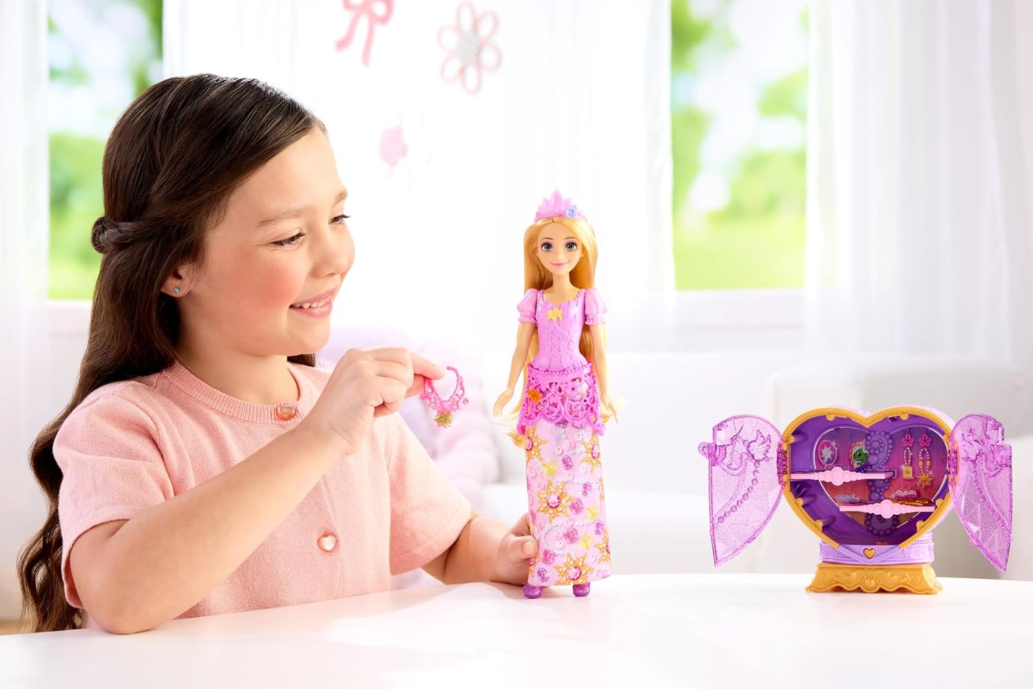 Disney Princess Rapunzel Fashion Doll & Accessories with 8 Surprises, Including Heart Gem Box, Ring for Child & 9 Play Pieces, Inspired by Movie