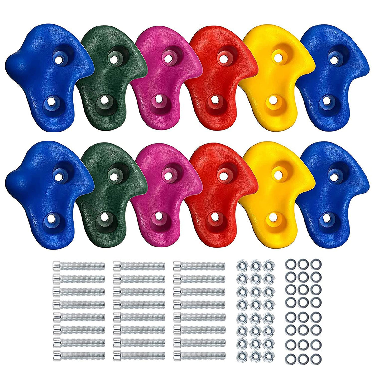 REZNOR Stone Textured Climbing Holds Rock Climbing DIY Kids Indoor and Outdoor Play Set, Pack of 12