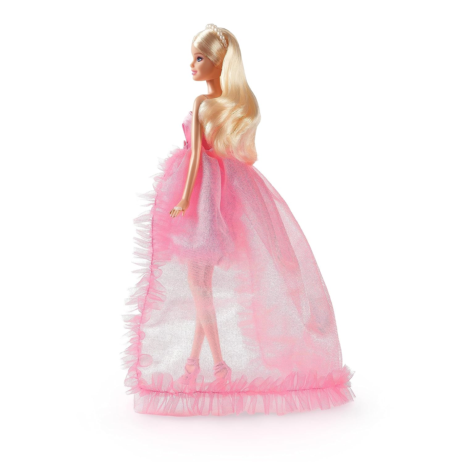 Barbie Birthday Wishes Blonde Doll in Pink Satin and Tulle Dress for Kids Ages 6+