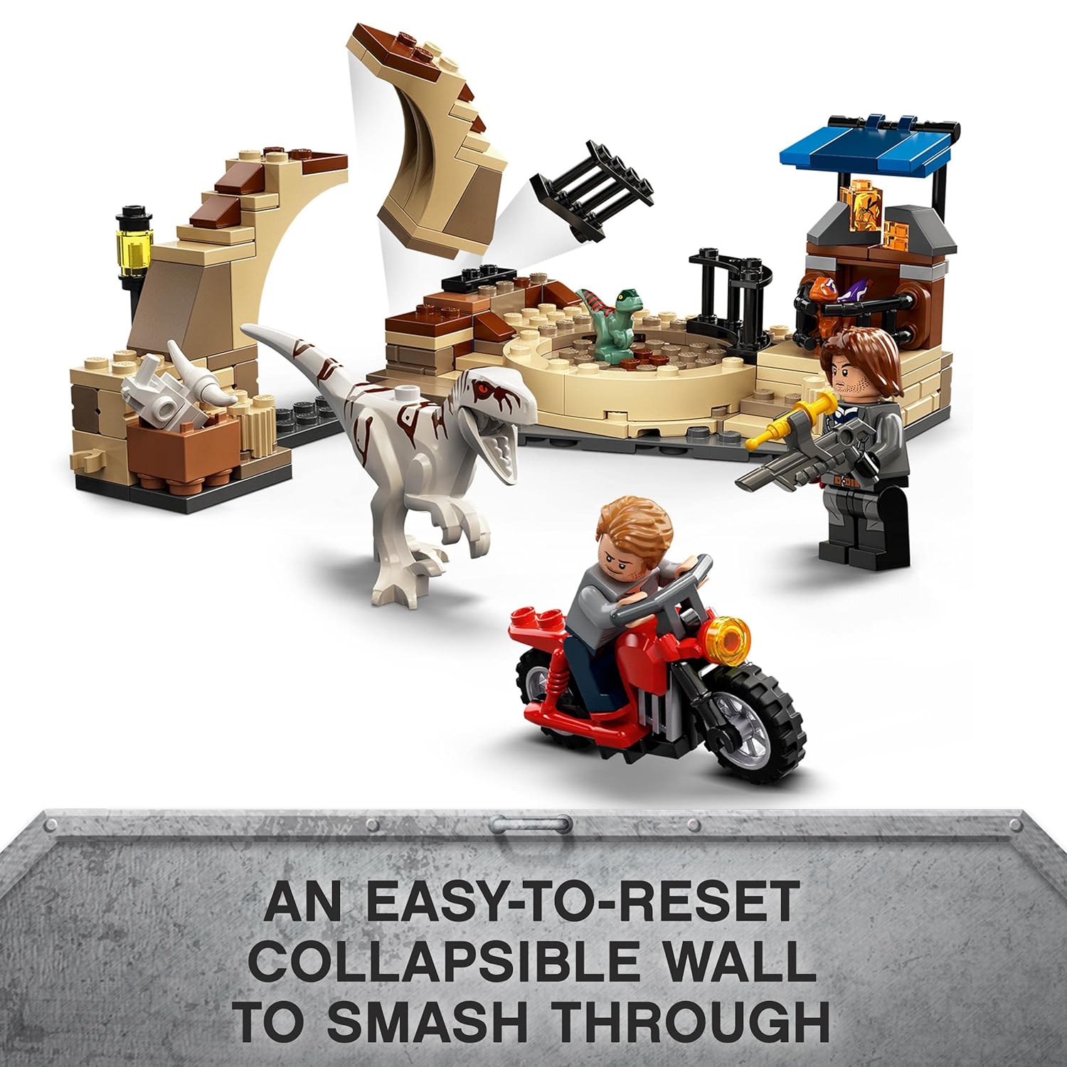 LEGO Jurassic World Atrociraptor Dinosaur: Bike Chase Building Kit for Ages 6+
