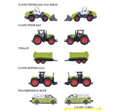 Majorette CLAAS Farm 5 Pack Set - Metal Toy Car with Freewheel, Suspension & Opening Parts for Kids & Collectors