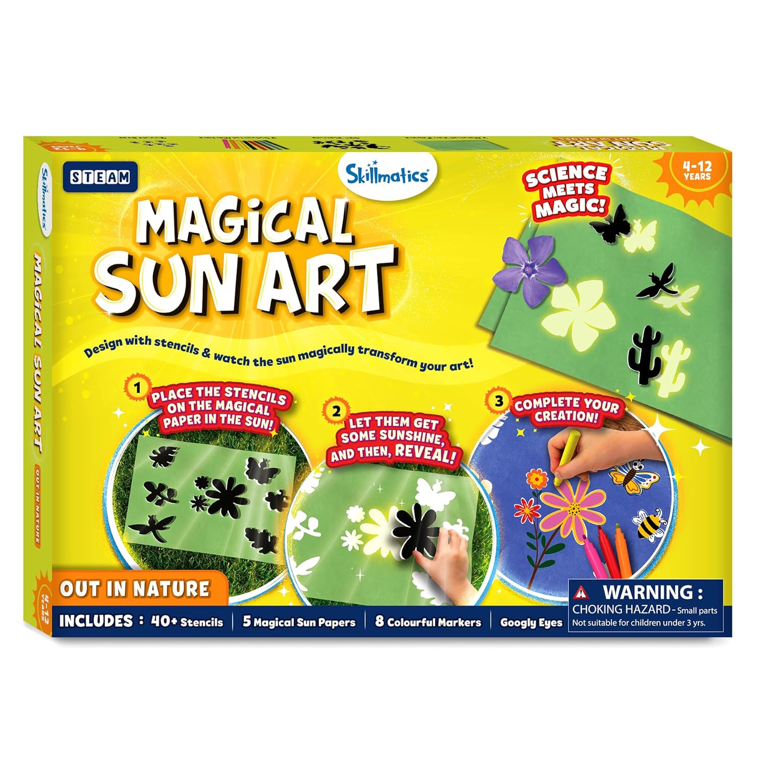 Skillmatics Magical Sun Art Out In Nature Mess-Free DIY STEM Craft Paper Art Kit For Kids Ages 4+