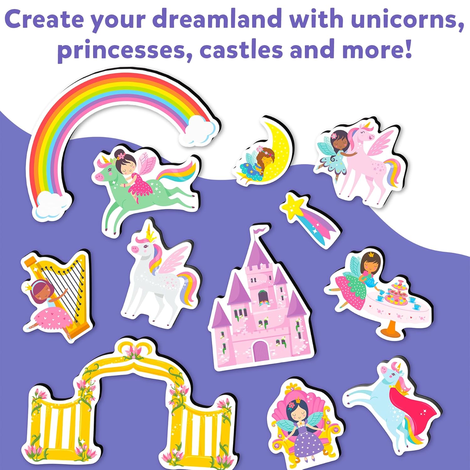 Skillmatics Creative Toy Magnetopia - Princess & Unicorn Land Interactive With 40+ Magnetic Pieces Learning Flash Card Game for Kids Ages 3 To 7 Years