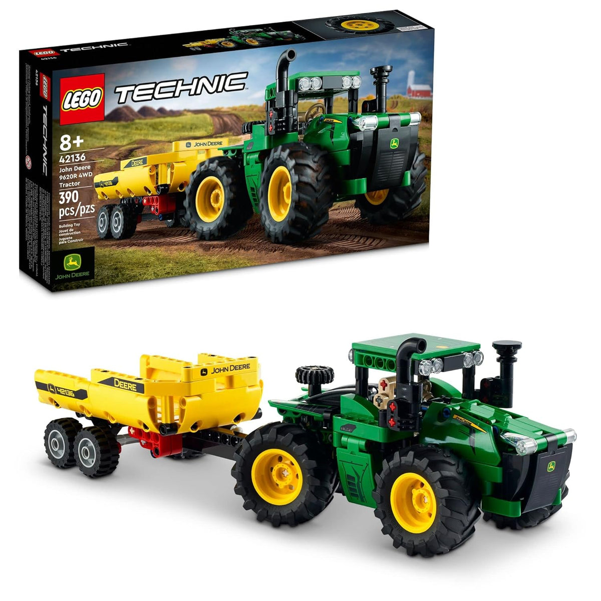 LEGO Technic John Deere 9620R 4WD Tractor Set Building Kit for Ages 8+