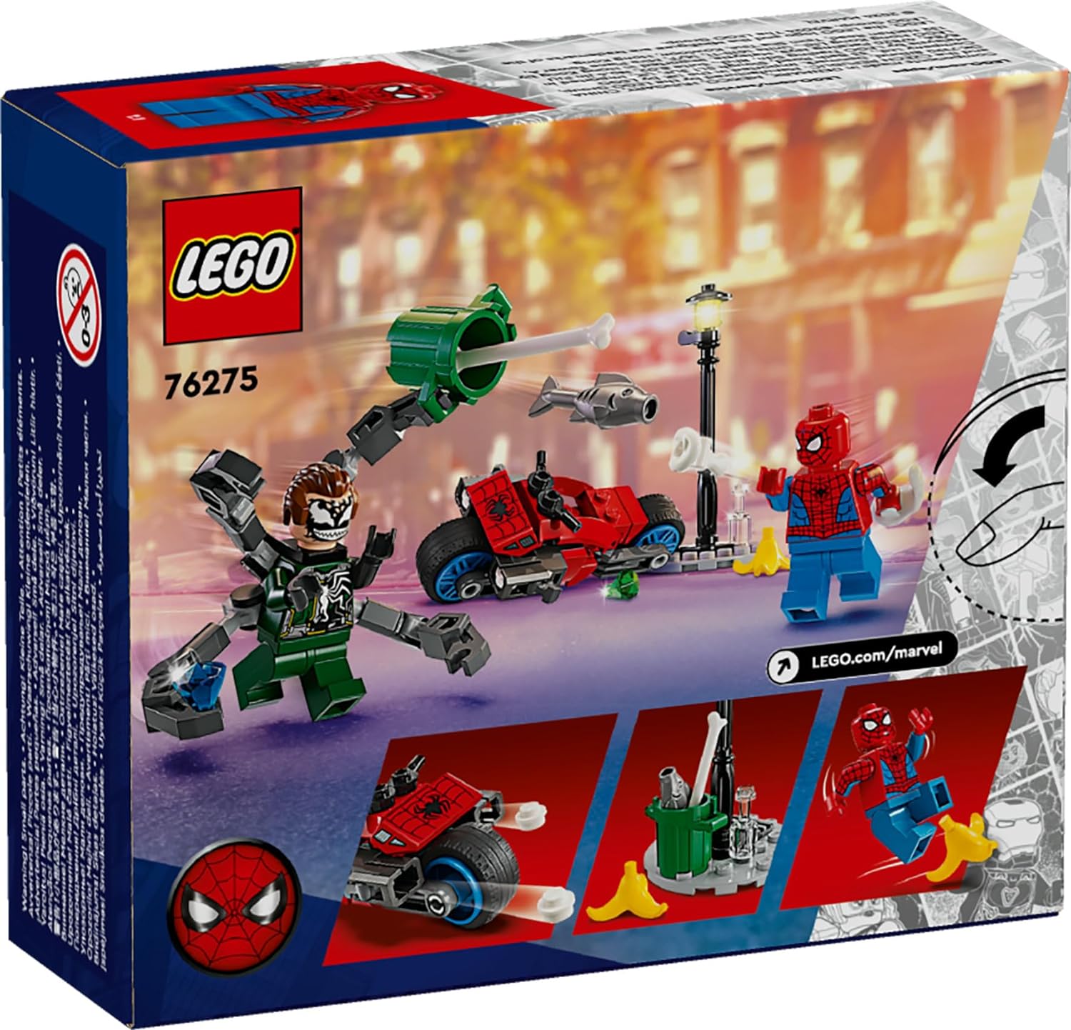 LEGO Marvel Motorcycle Chase Spider-Man vs. Doc Ock Building Kit for Ages 6+