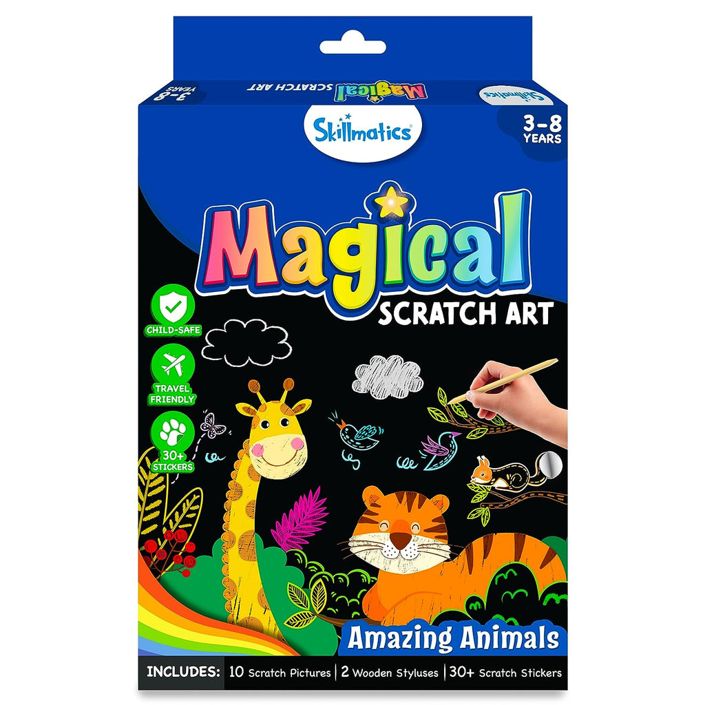 Skillmatics Magical Scratch Art Book - Animals DIY Activity &amp; Stickers Craft Kits for Ages 3 to 8 Years