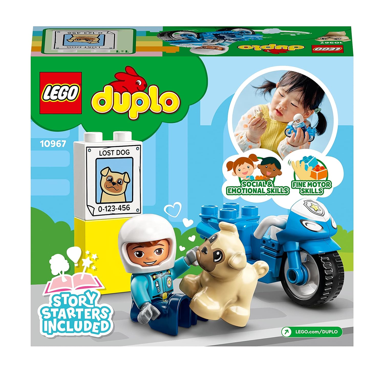 LEGO DUPLO Police Motorcycle with Police Figurine Building Kit for Ages 2+