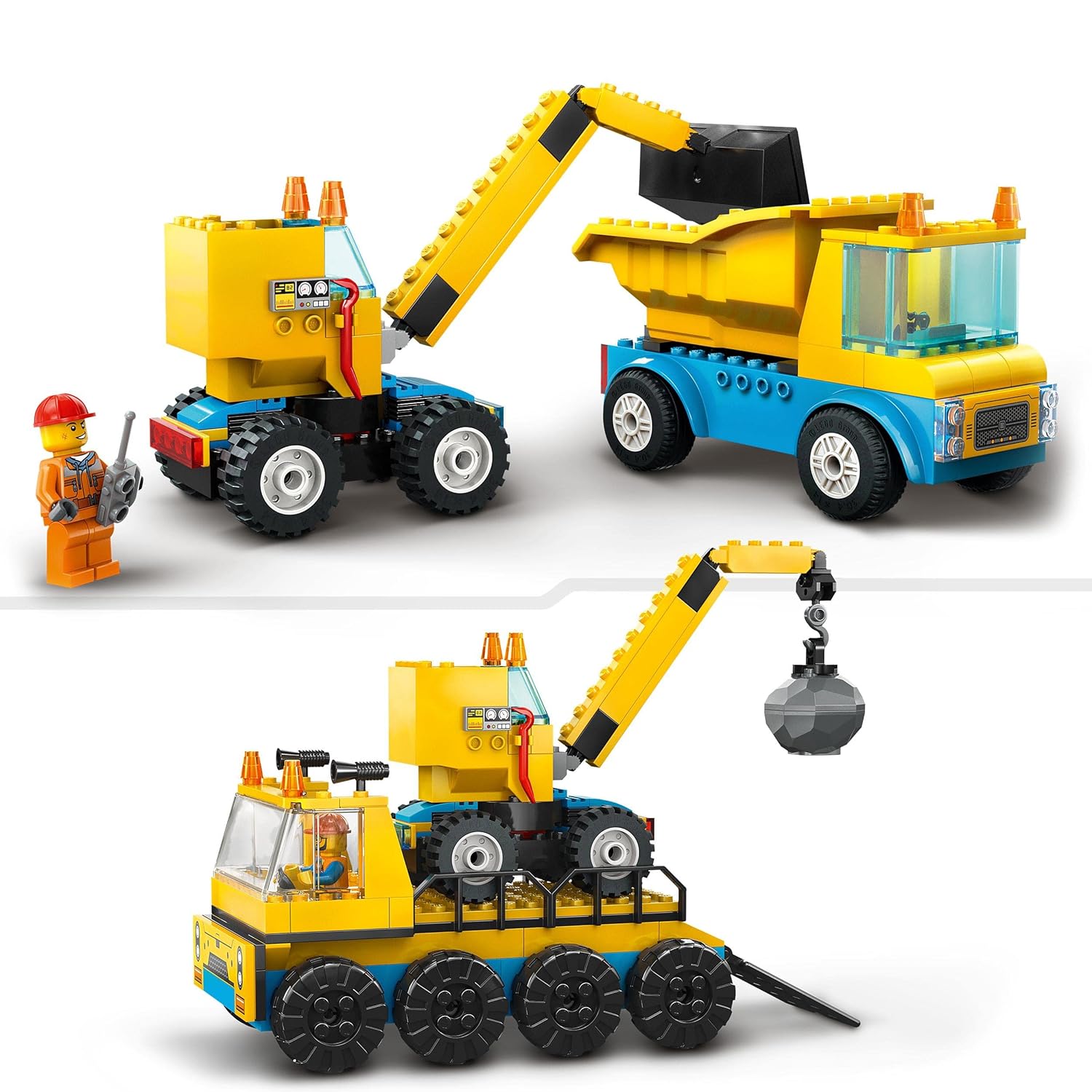 LEGO City Construction Trucks & Wrecking Ball Crane Building Kit For Ages 4+