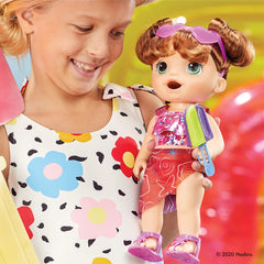 Baby Alive Sunshine Snacks Brown Hair Doll, Eats and Poops, Summer-Themed Waterplay Baby Doll for Kids Ages 3+
