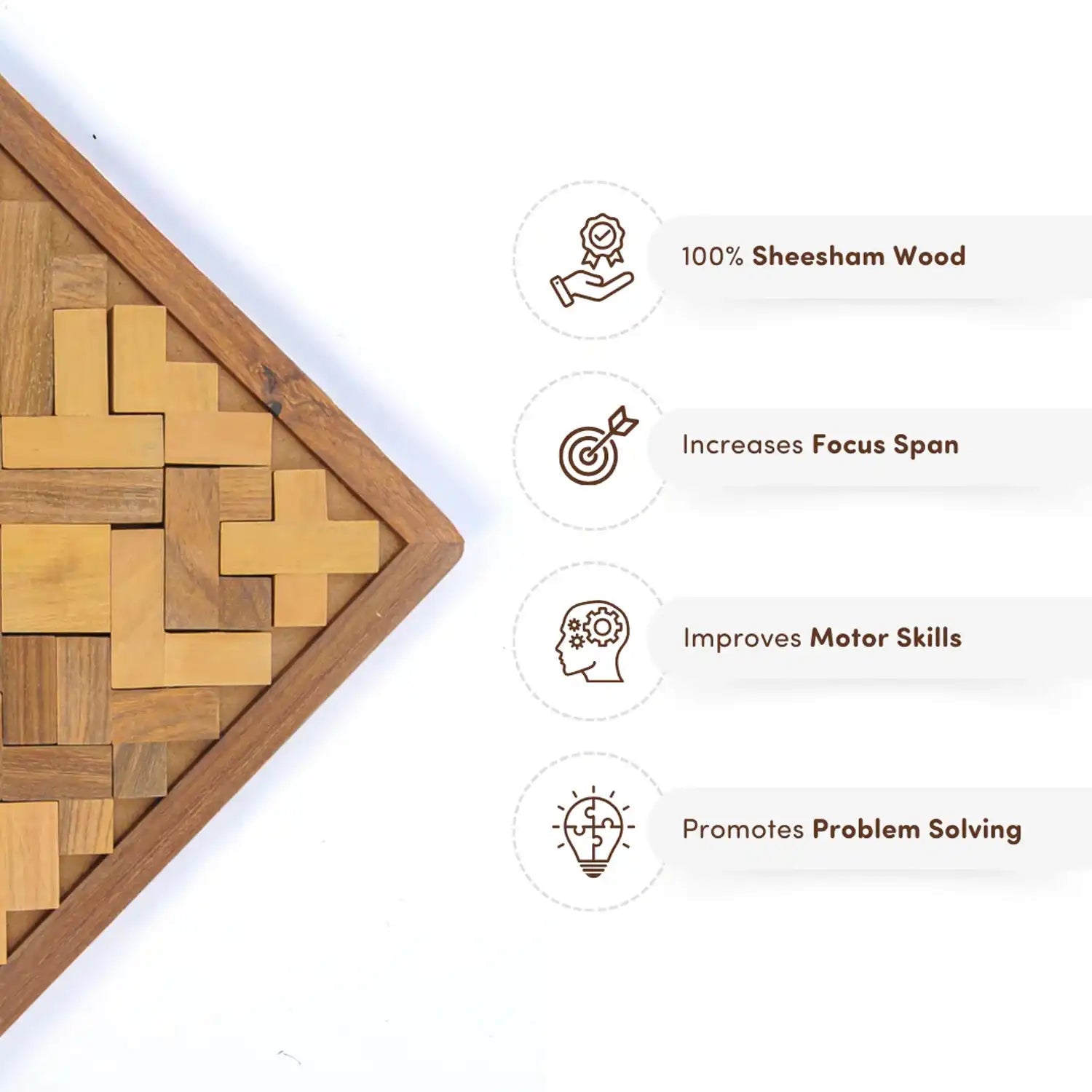 Mittimate Wooden Triangle Pentomino Puzzle – Brain-Boosting Game for Kids | Fun, Learning & Mind Development