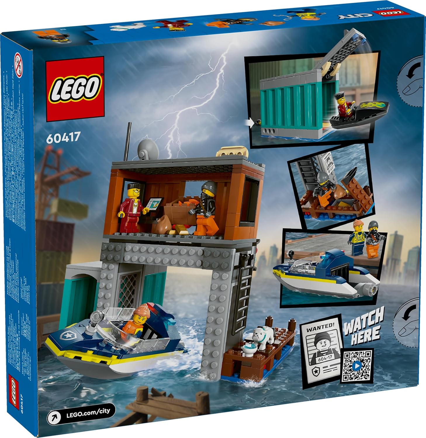 LEGO City Police Speedboat and Crooks’ Hideout Building Kit For Ages 6+