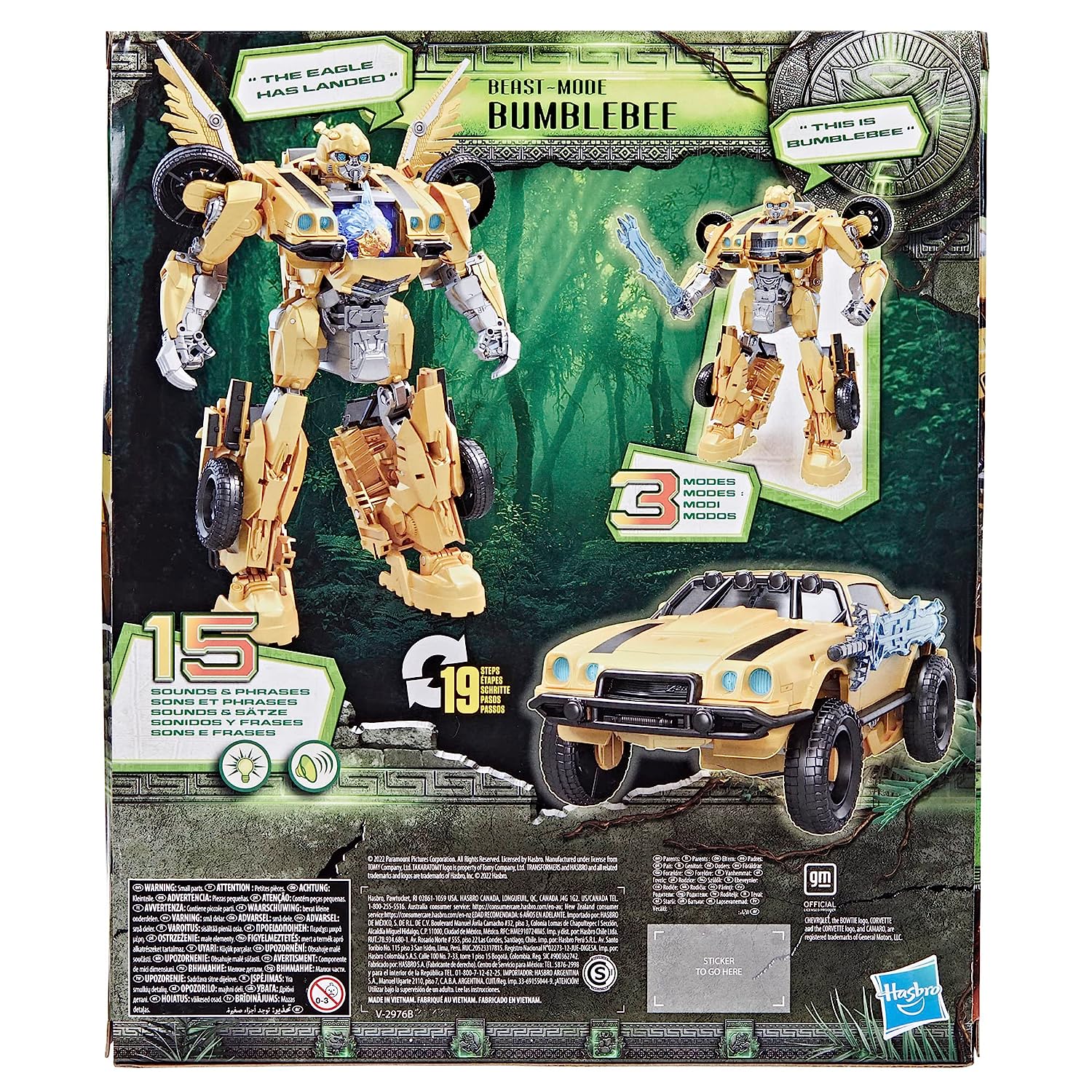 Transformers Rise of The Beasts Movie 10 Inch Beast Mode Bumblebee Converting Toy with Lights and Sounds for Ages 6 Years and Up