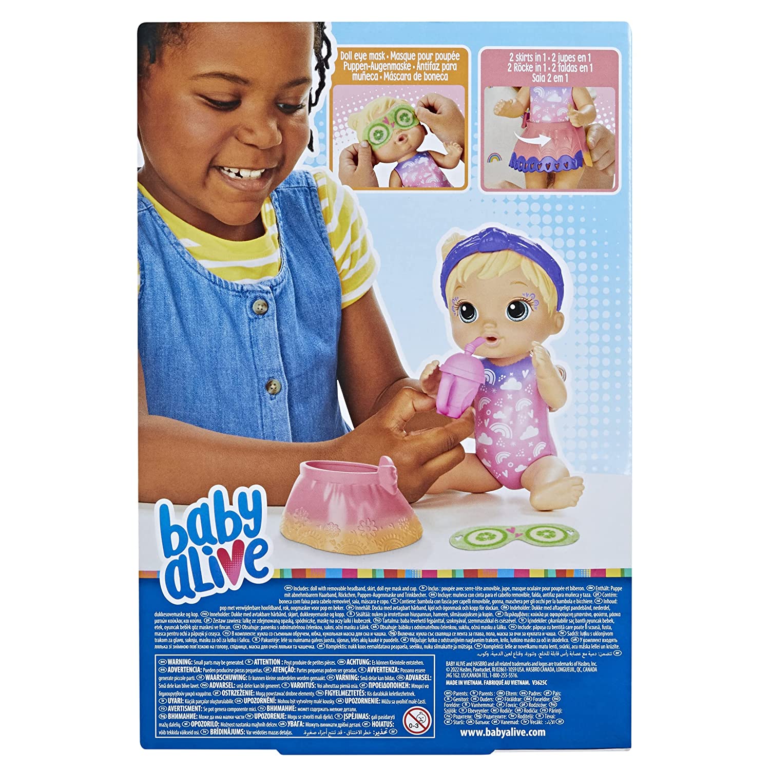 Baby Alive 9-Inch Rainbow Spa Blonde Hair Baby Doll with Eye Mask and Bottle for Kids Ages 3 and Up