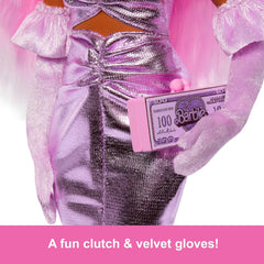 Barbie Deluxe Style Doll #1 in Barbiecore Outfit, Pink Hair and Glossy Pink Dress with Accessories for Kids Ages 4+