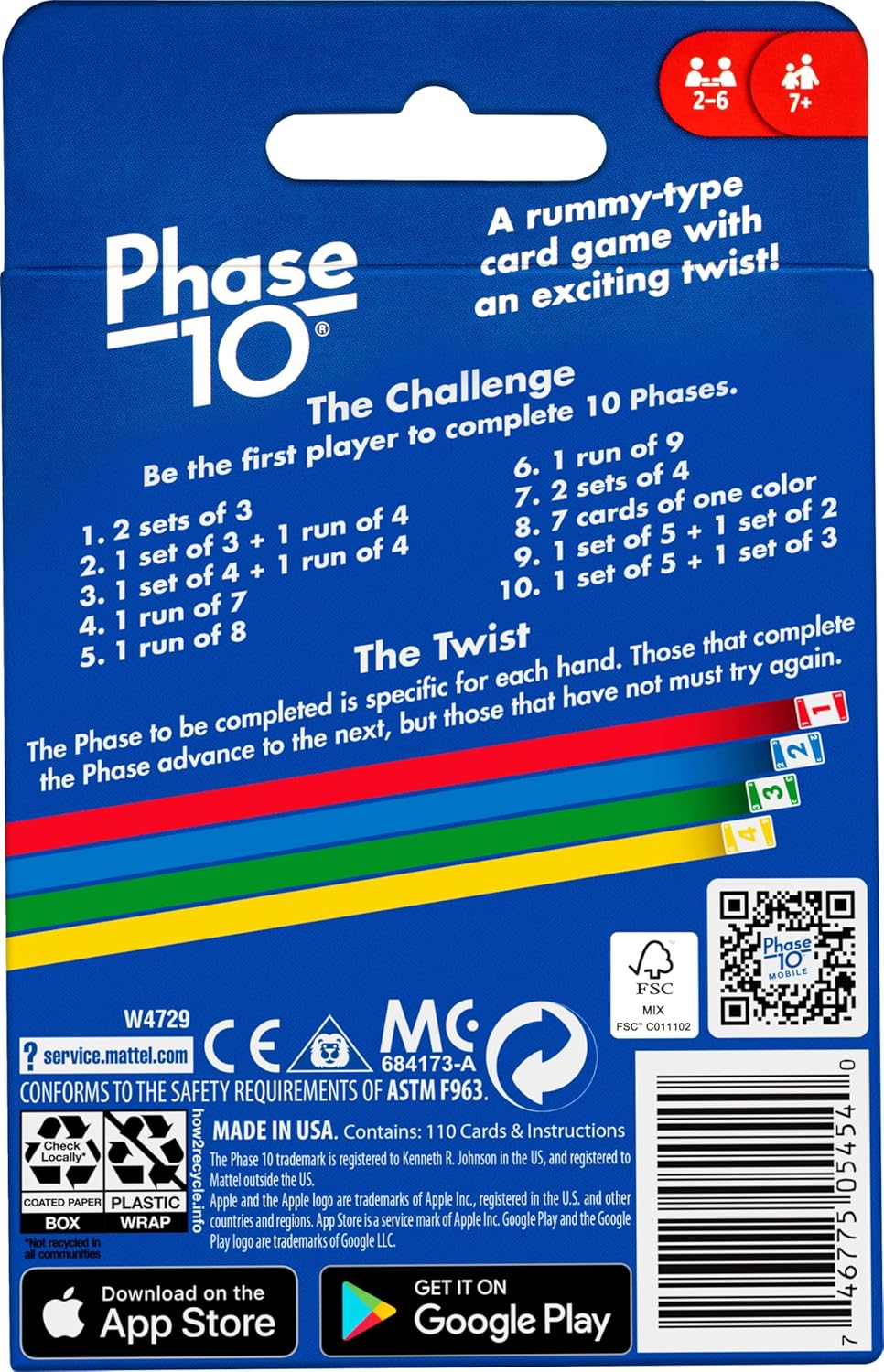Mattel Games Uno Phase 10 Family & Friends Card Game for Ages 7+
