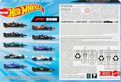 Hot Wheels Formula 1 Set of 10 1:64 Scale Die-Cast Racecars Toy Cars Representing Each 2025 F1 Racing Team