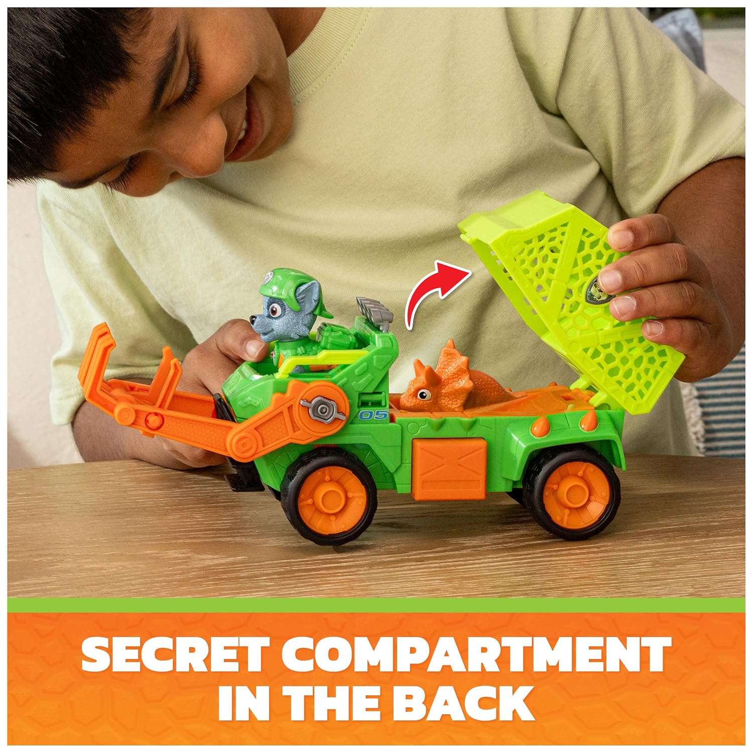PAW Patrol The Dino Film Rocky's Dino Rescue Recycler Action Car Figure For Kids 3 Years and Above