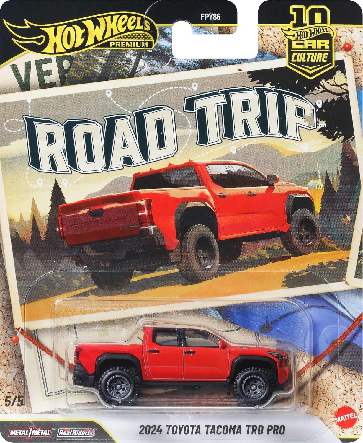 Hot Wheels Car Culture 1:64 Scale Premium Road Trip 2024 Toyota Tacoma TRD PRO Toy Car for Ages 4+
