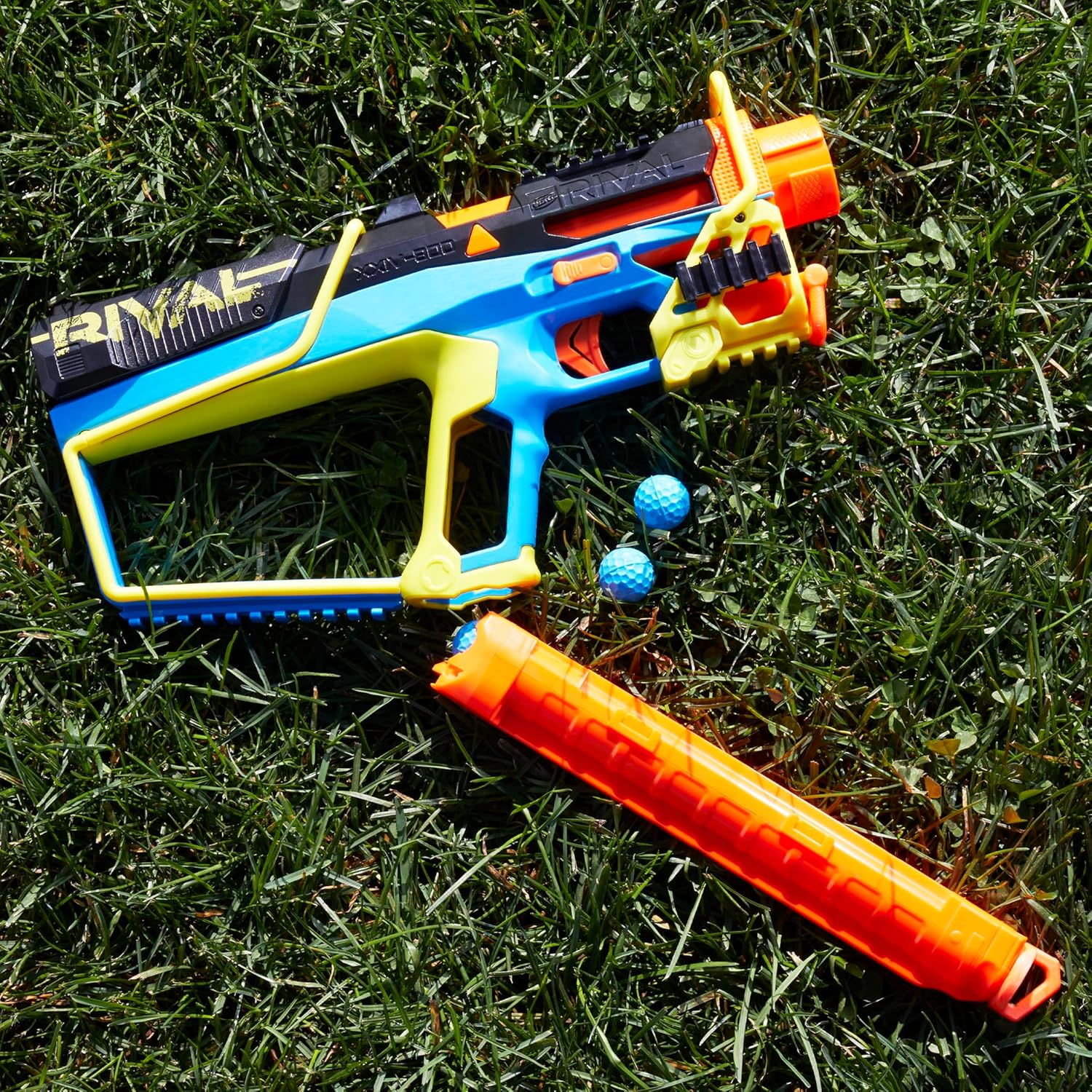 Nerf Rival Mirage XXIV-800 Blaster, 10 Nerf Rival Accu-Rounds, 2 Ways to Load, 8 Round Removable Magazine, Pump Action Priming, Gifts for Kids Ages 14+