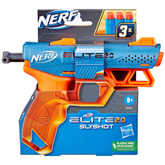 Nerf Elite 2.0 Slyshot Blaster, 2 Dart Storage, 3 Nerf Elite Darts, Pull to Prime Handle, Toy Foam Blaster for Outdoor Kids Games