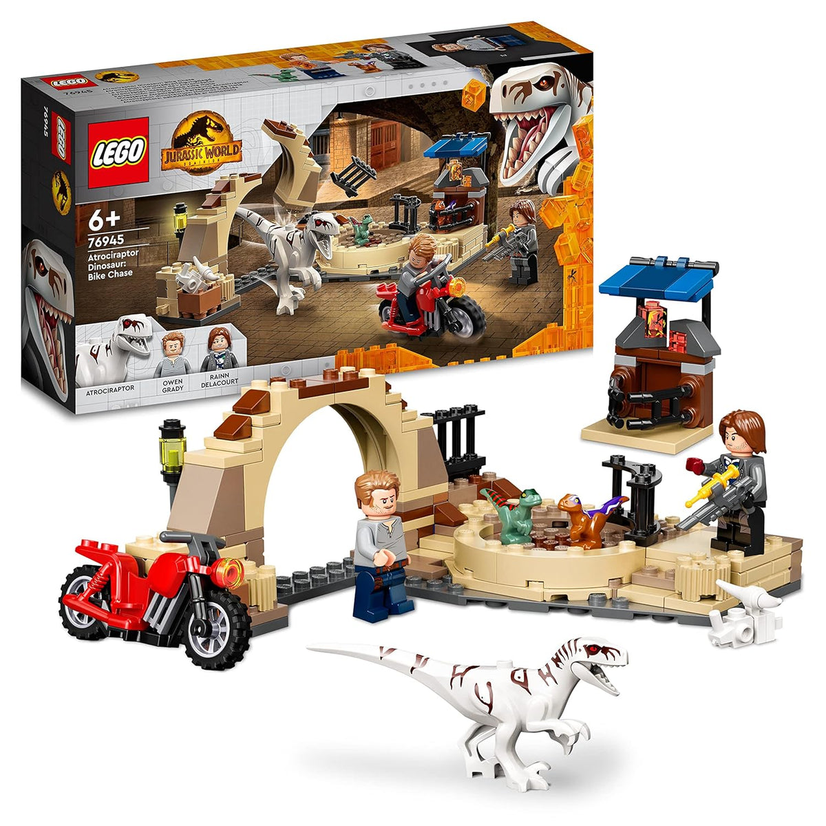 LEGO Jurassic World Atrociraptor Dinosaur: Bike Chase Building Kit for Ages 6+