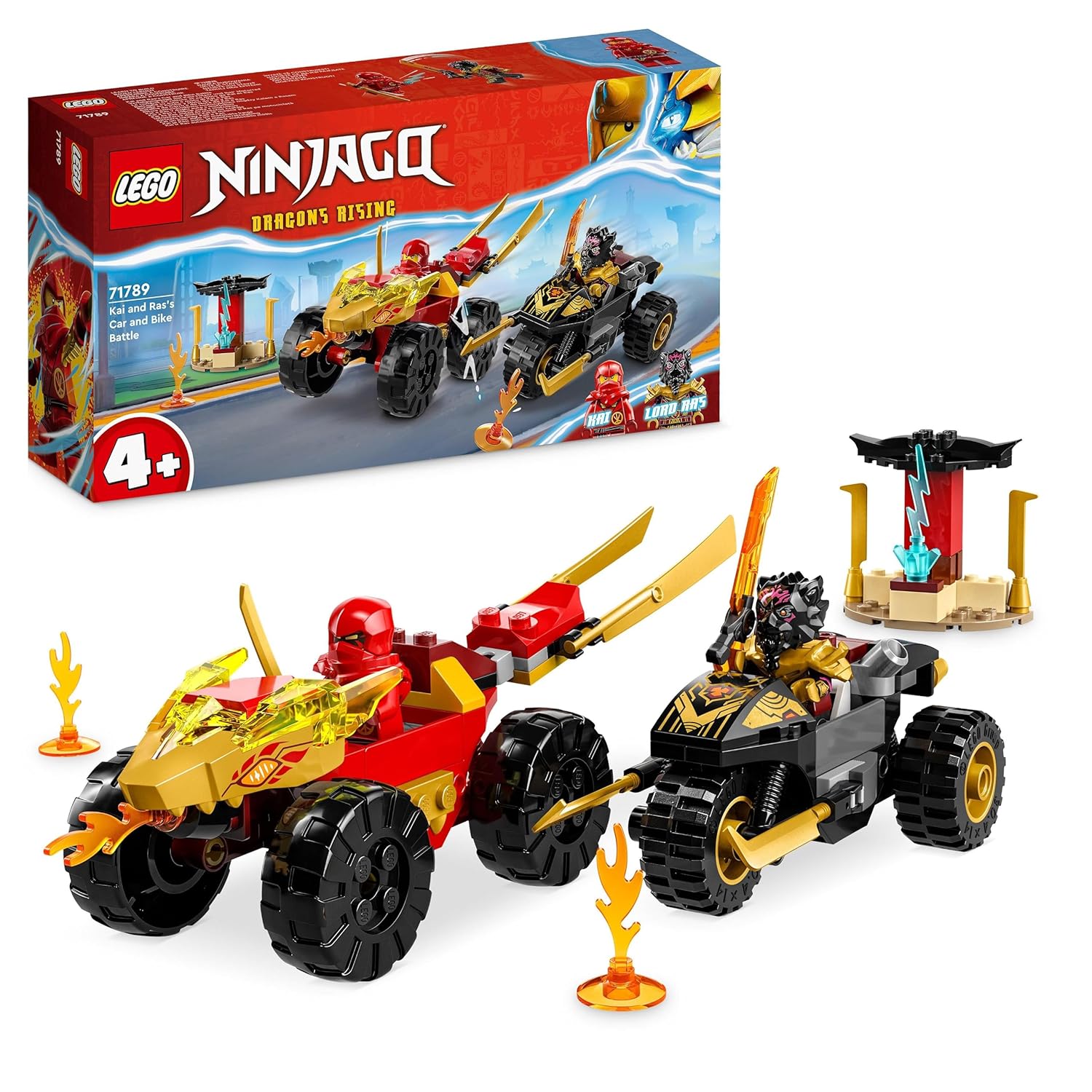 LEGO Ninjago Kai and Ras’s Car and Bike Battle Building Kit for Ages 4+
