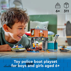 LEGO City Police Speedboat and Crooks’ Hideout Building Kit For Ages 6+