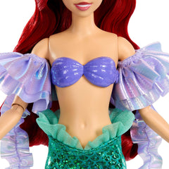 Disney Princess Mermaid Ariel Sparkling Princess Fashion Doll & Accessory with Removable Tail, Sleeves & Flower Hair Clip, Inspired by Movie