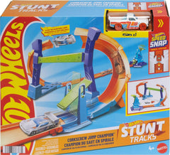 Hot Wheels Toy Car Track Set, Flip & Jump Through the Corkscrew Loop with a 1:64 Scale Toy Car, Speed Snap Track & Adapters, Compresses for Storage